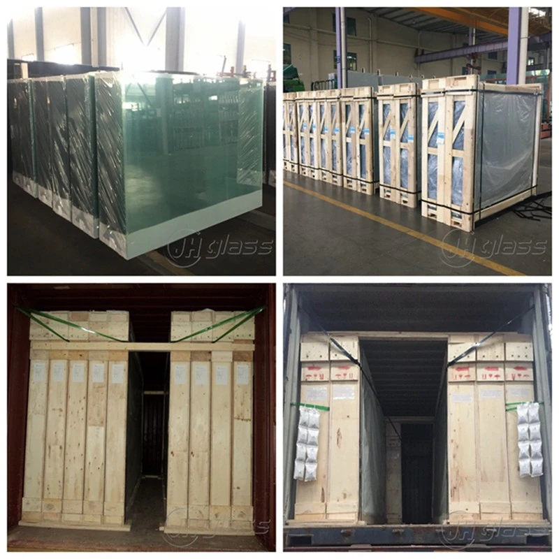 4 - clear tempered glass  wood crate package in container